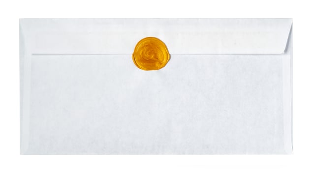 Blank envelope isolated on white background photo