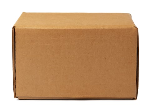 Brown cardboard box isolated on white background photo