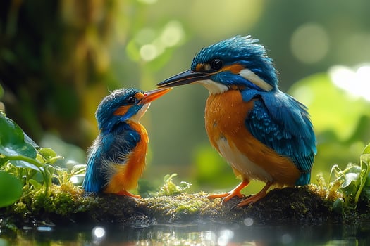 Tow Kingfisher playing with family in the Brazil beautiful background photo