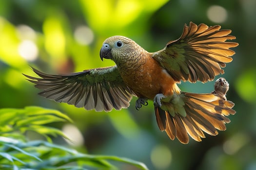 Tow Kea Bird playing with family in the beautiful background photo