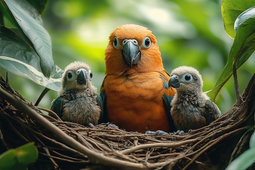 Kea Bird playing with family in the Brazil beautiful background photo