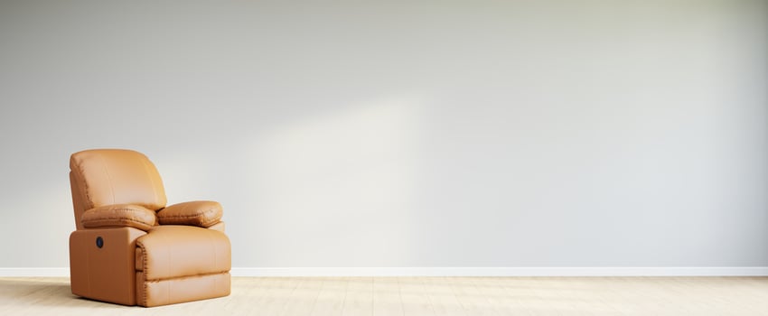 Living room style minimal with armchair on empty white wall background. 3D Rendering photo