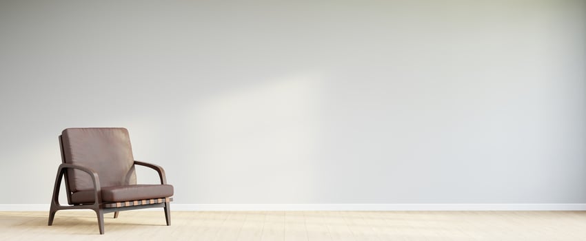 Living room style minimal with armchair on empty white wall background. 3D Rendering photo