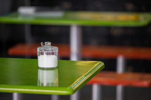 Regular Table Salt on cafe table in Asia photo