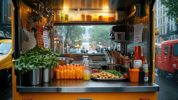 Food truck stocked and ready to serve customers photo