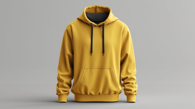 A yellow hoodie with a black stripe on the hood photo