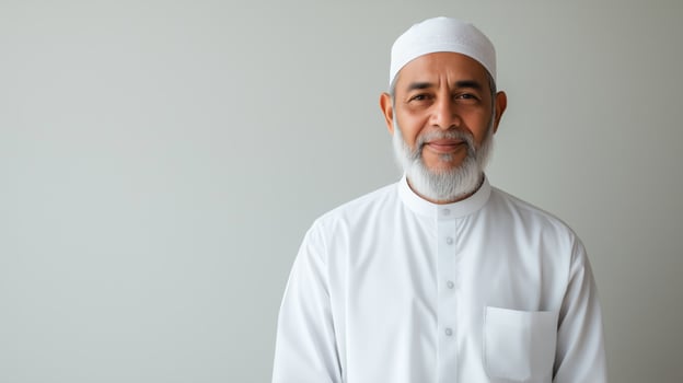 Bangladeshi Sunni Muslim Cleric in Traditional Attire, Cultural Ethnic Diversity Representation, Ideal for Educational and Cultural Content photo