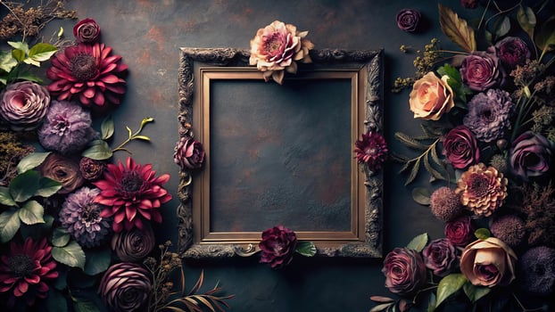 Dark floral backdrop for depth of field photography session photo