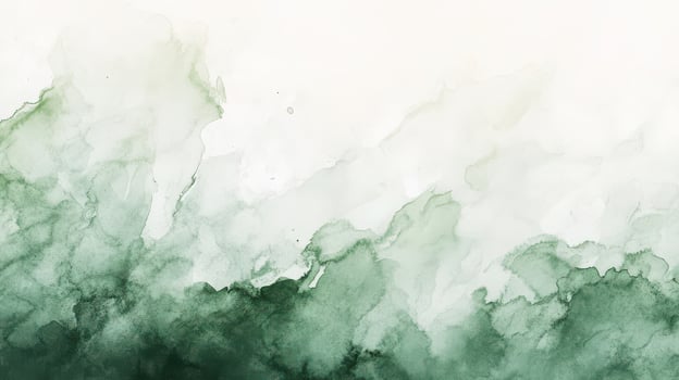 Green watercolor background with white clouds photo