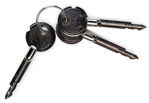 Door keys isolated on white background photo