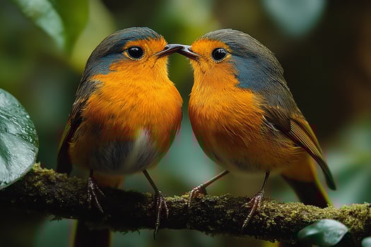 Tow Pink Robin love in the beautiful background photo