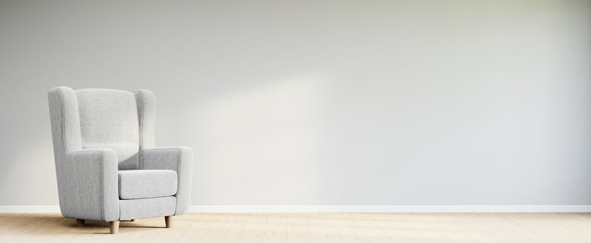 Living room style minimal with armchair on empty white wall background. 3D Rendering photo