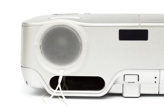 Projector multimedia silver colour on white background photo