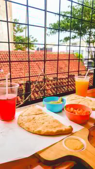 fast food with sweet drinks. served for gatherings with other people. photo