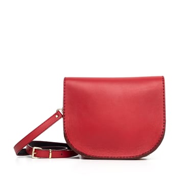 Leather female handbag isolated on white photo