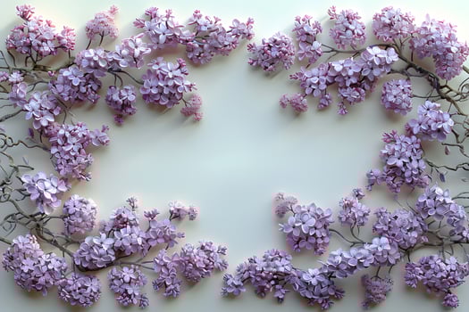 Spring Floral Frame with Purple Blossoms for Seasonal Greeting Cards and Posters photo