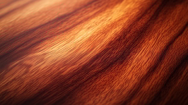 A wooden surface with a red hue. The wood grain is visible, and the surface appears to be a tablee. photo