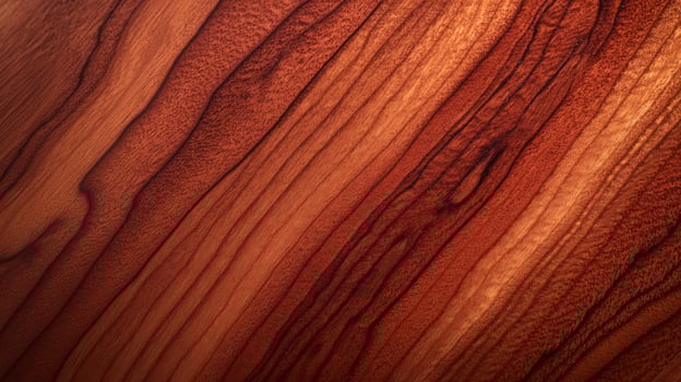 A wooden surface with a red hue. The wood grain is visible, and the surface appears to be a tablee. photo