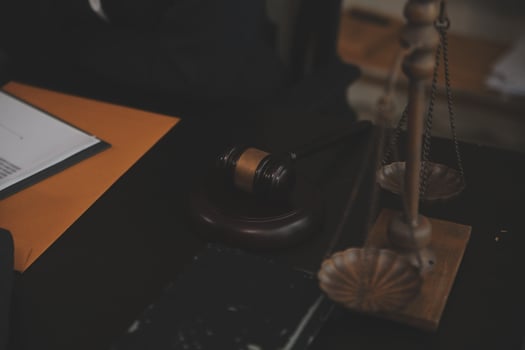 Law theme, gavel or mallet of the judge, lawyer enforcement officers, evidence-based cases taken into account in the court abount business, legislation. photo