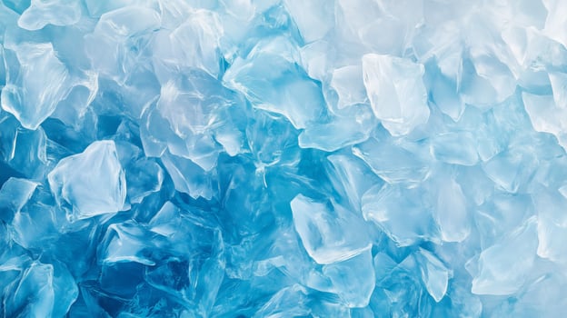 A blue background with ice cubes scattered throughout. The ice cubes are in various sizes and shapes. photo