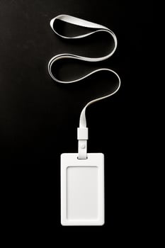 Blank badge mockup on black background copy space photo