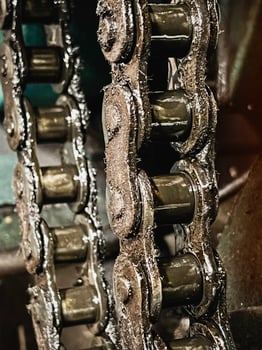 dirty and wet of Bearing belt and chain lubricant with grease and oil,motivate machine, photo