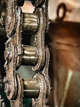 dirty and wet of Bearing belt and chain lubricant with grease and oil,motivate machine, photo