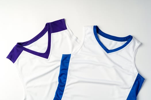 Basketball uniform on white background top view photo