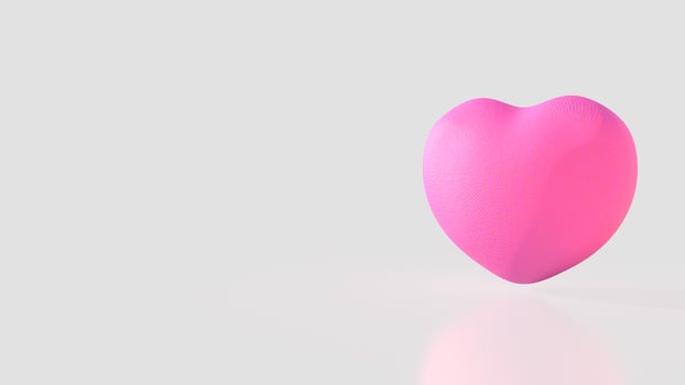 The pink Heart on white background for love concept 3d rendering. photo