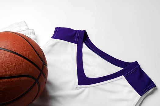 Basketball uniform on white background top view photo