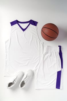 Basketball uniform on white background top view photo