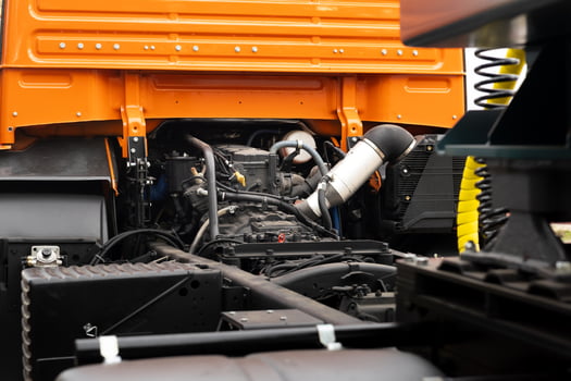 Engine mounted on a truck mounted on a truck photo