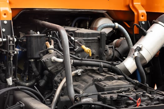 Engine mounted on a truck mounted on a truck photo