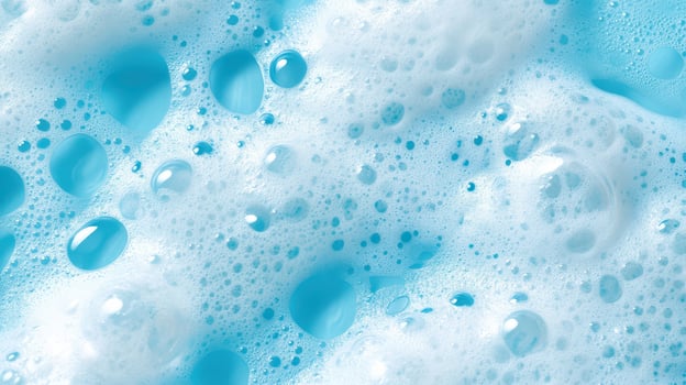 A close up of a blue liquid with bubbles photo