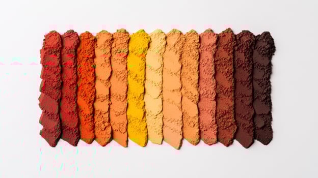 Deep mahogany and honeyed yellow pigment powders arranged in a fading gradient like a fall sunset sky photo