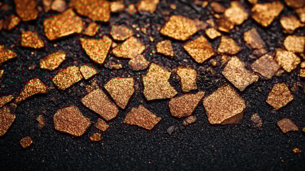 Metallic bronze eyeshadow spread in fine grains with varying shades of copper and gold textured against a dark surface photo