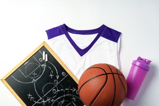 Basketball uniform on white background top view photo