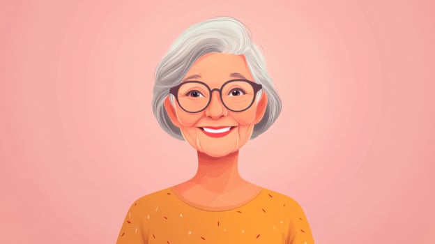 An old woman with glasses and a smile photo
