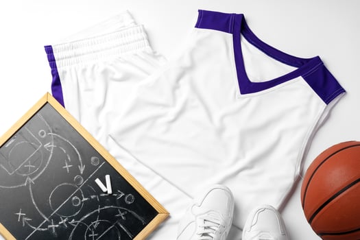 Basketball uniform on white background top view photo
