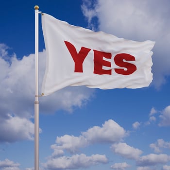 Waving White Flag With Yes Text On photo