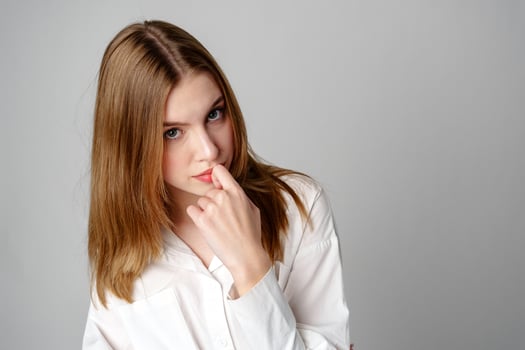 Concerned Young Woman deep in thought or contemplation photo