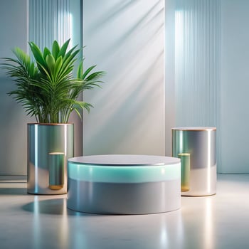 A modern coffee table and two vases photo