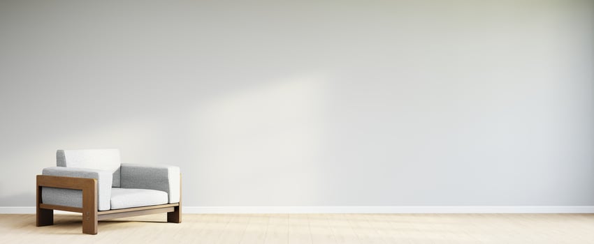 Living room style minimal with armchair on empty white wall background. 3D Rendering photo
