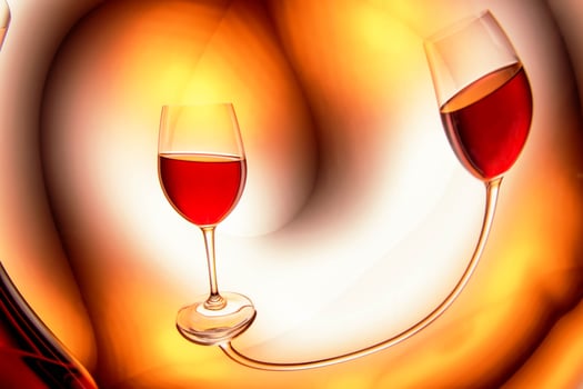 glass of red wine reflection as in a crooked mirror abstraction photo