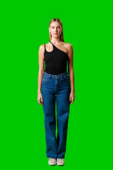 Blonde Woman in Black Tank Top Posing for Picture photo