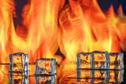 ice cube on color fire light abstract wallpaper photo