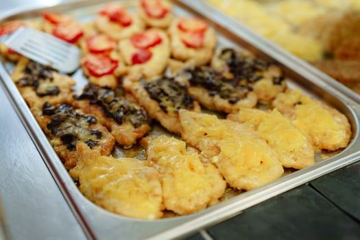 Variety of Food Displayed on Buffet Table photo