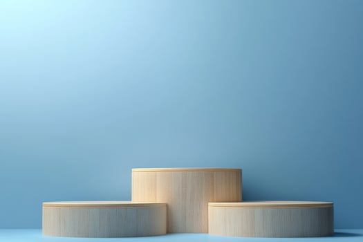 Double podium on blue background. . photo