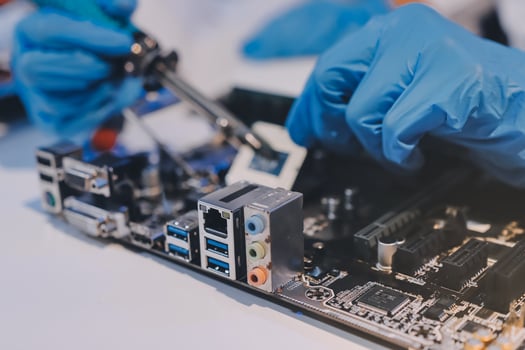 Electronics technician, electronic engineering electronic repair, electronics measuring and testing, repair and maintenance concepts. photo