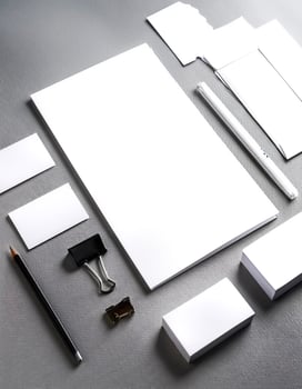 Corporate stationery set mockup at white textured paper background. photo